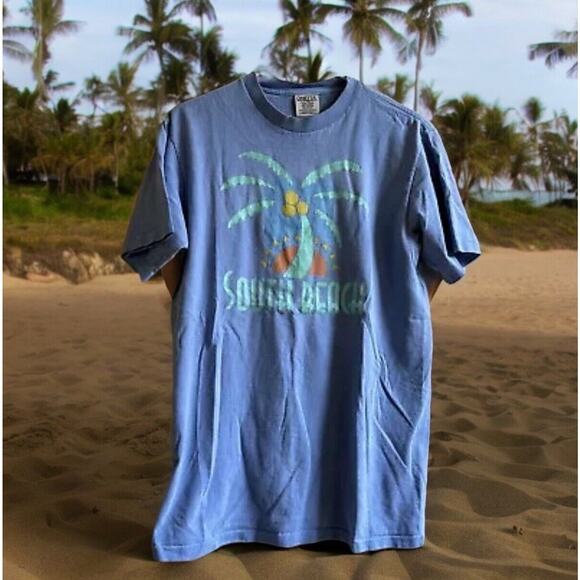 Vtg‎ Onsite Miami beach T-Shirt SOBE south beach Miami Florida surf Palm Tree M - Picture 1 of 14